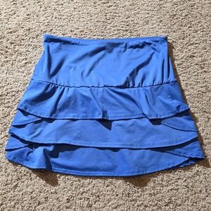 Gaiam Skirt Womens Small Blue Ruffle Layered Athletic Yoga Activewear Made USA